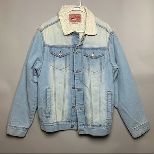 Light Blue Sherpa Lined Jean Jacket